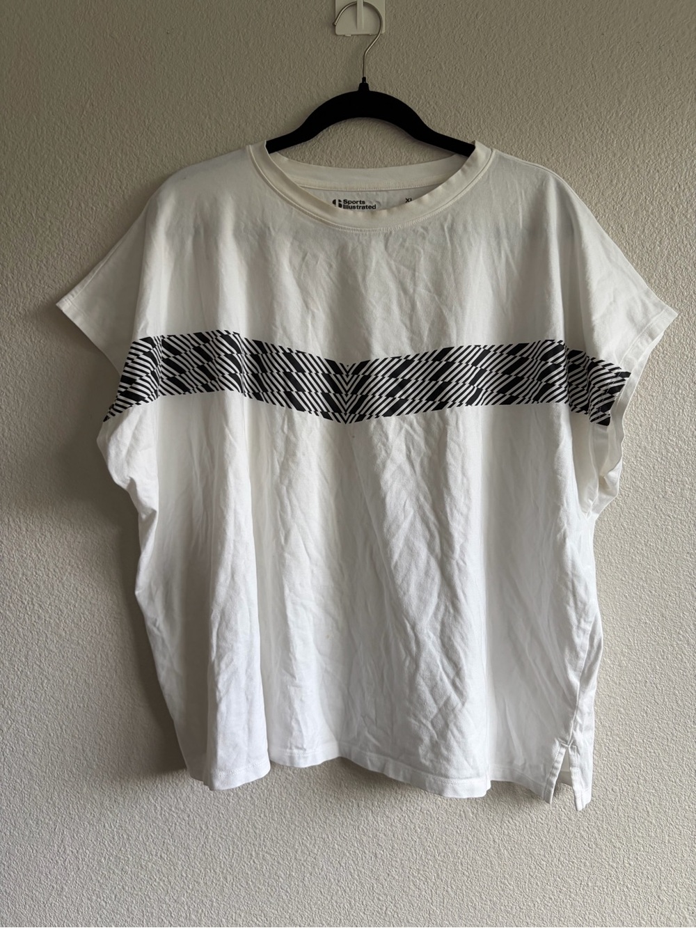 Sports Illustrated Swim White Tee with Black Chevron Stripe